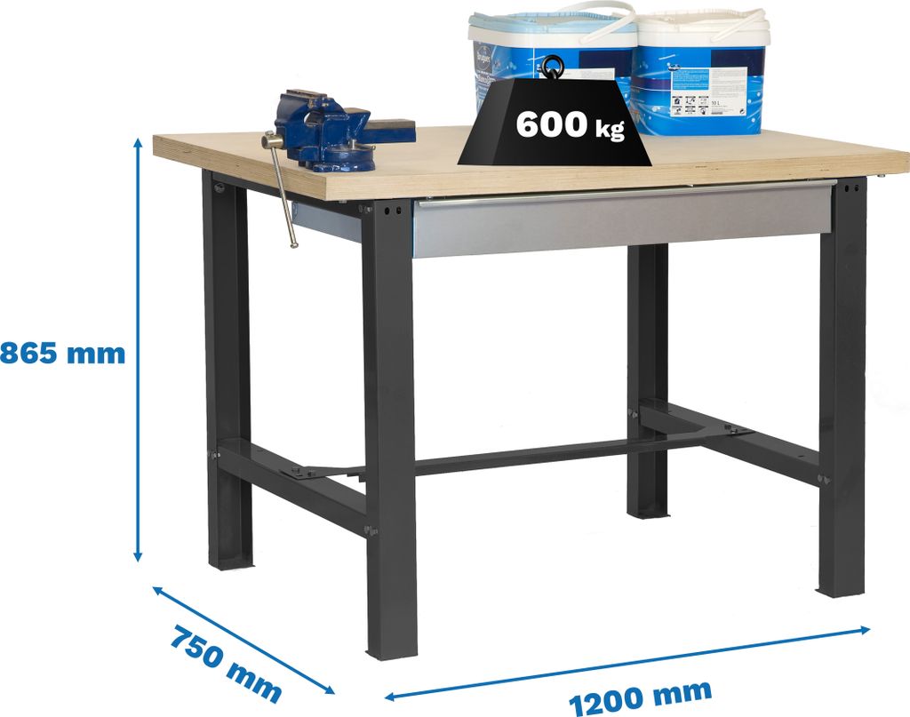 Simonrack Werkbank SIMONWORK BT6 BOX anthrazit 120,0 x 75,0 x 86,5 cm