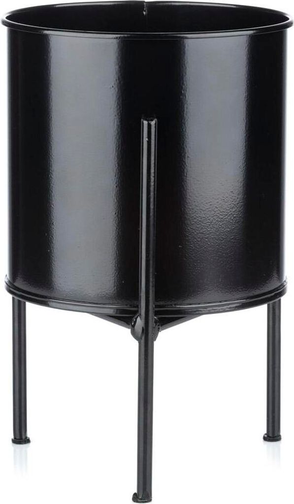 HowHomely | Blumenständer - 24 cm - Schwarz - Stilvoller Metall-Pflanzenständer im Loft-Design
