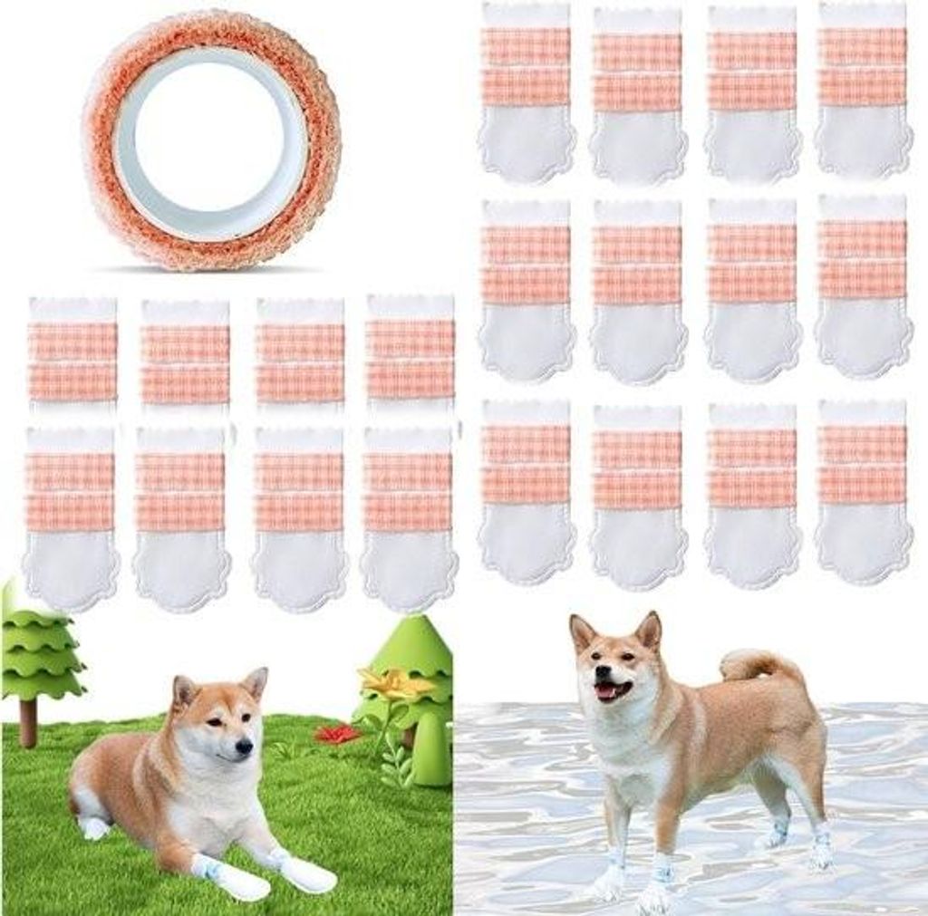 100 Stück Hundeschuhe, Einweg-Haustierschuhe, Hunde-Spaziergängerschuhe mit Gummiband zum Schutz der Hundepfoten, verstellbare Riemen für kleine...