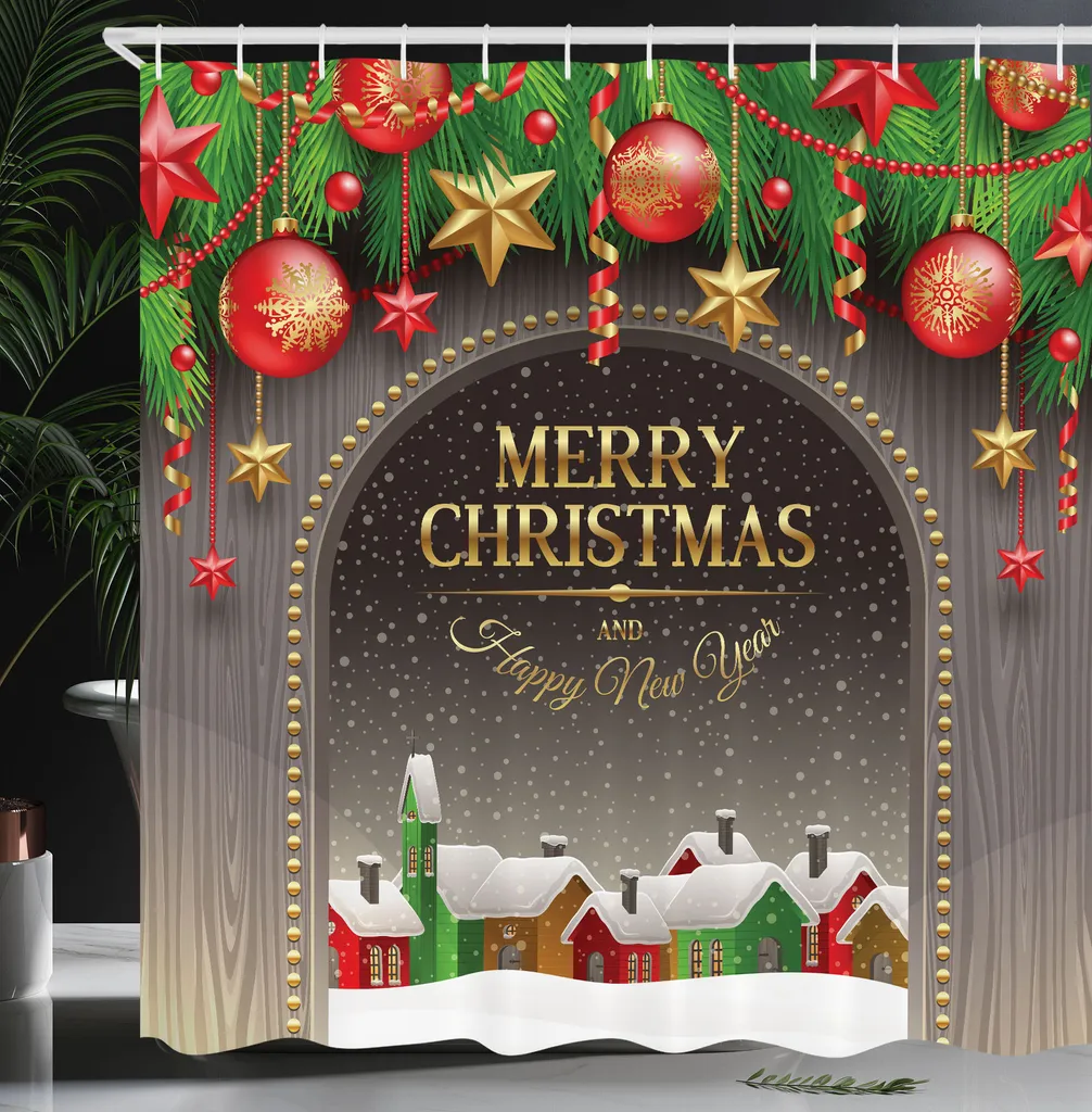 Tenda Da Doccia Natalizia Per La Decorazione Del Bagno Stagione Invernale Pupazzo Di Neve Babbo Natale Poliestere Tessuto Resistente 180 180 Cm 98718974