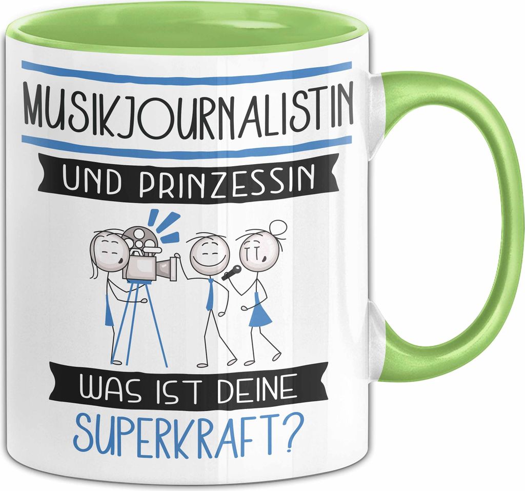 Musikjournalistin Und Prinzessin Tasse Geschenk Für Eine Musikjournalistin Geburtstag Was Ist Deine Superkraft (Grün)