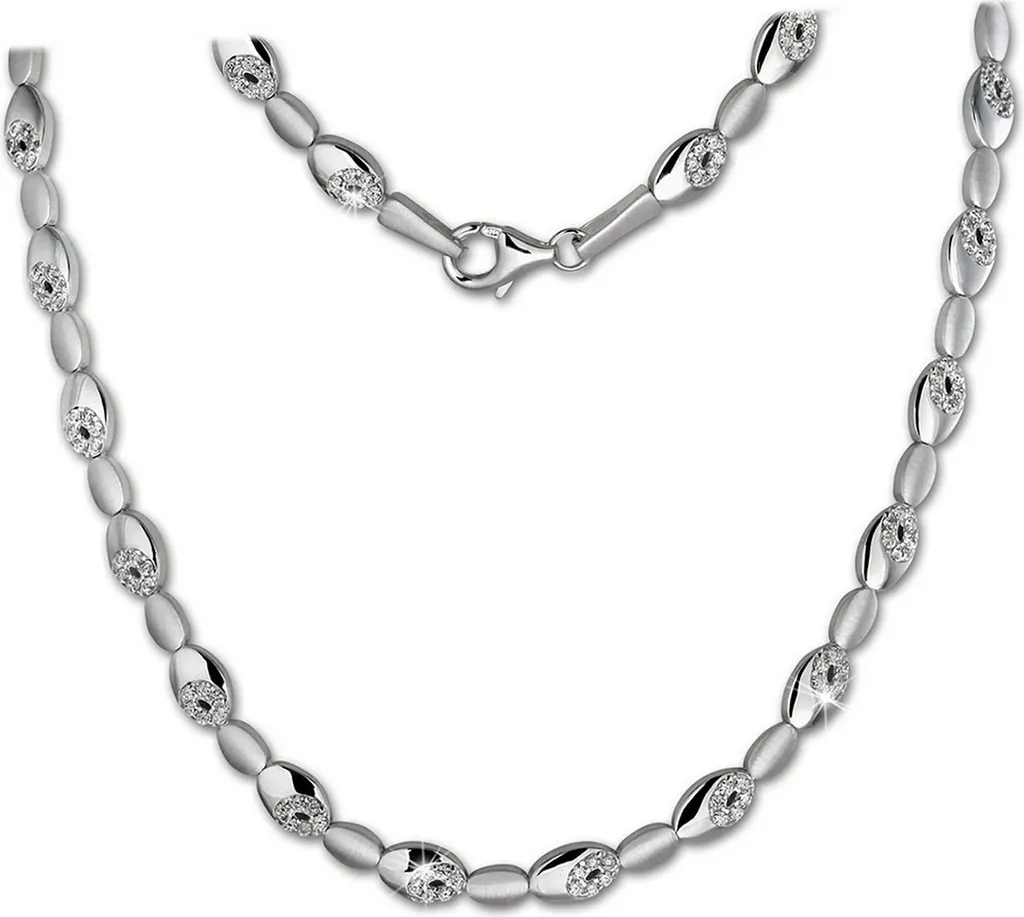Collier femme avec pendentif ovale en oxyde de zirconium étincelant