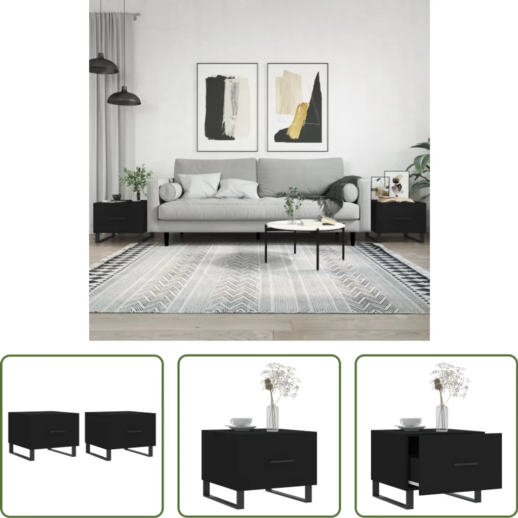 Tavolini Neri Living Store 50x50x40 - Il Set Must-Have per il Salotto