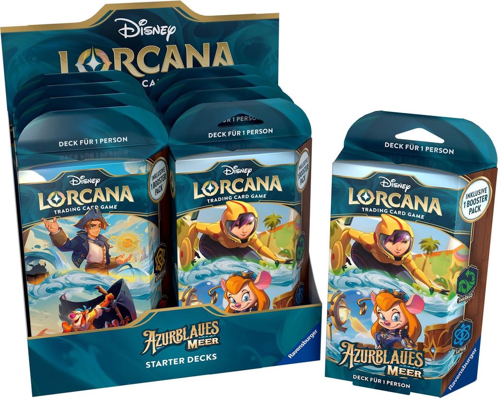 Ravensburger Disney Lorcana Trading Card Game: Azurblaues Meer - Display mit 8 Einzelspieler Decks (Deutsch) 11098460
