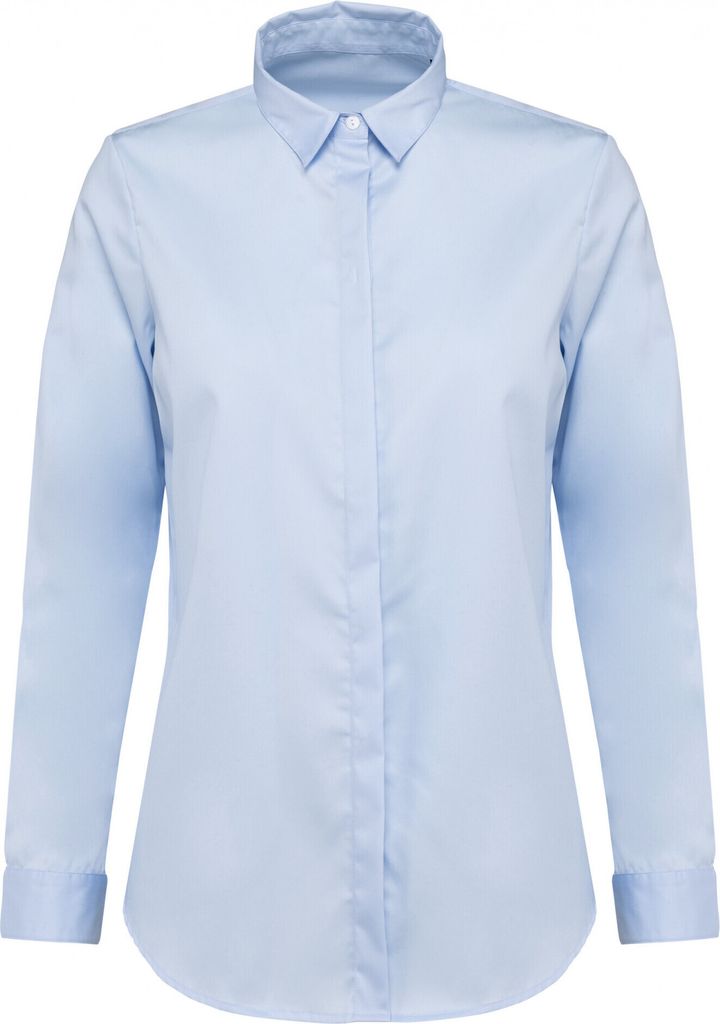 Kariban Premium Damen Bluse Business Hemd Langarm Hemdbluse T-Shirt, Größe:3XL, Farbe:Essential Light Blue