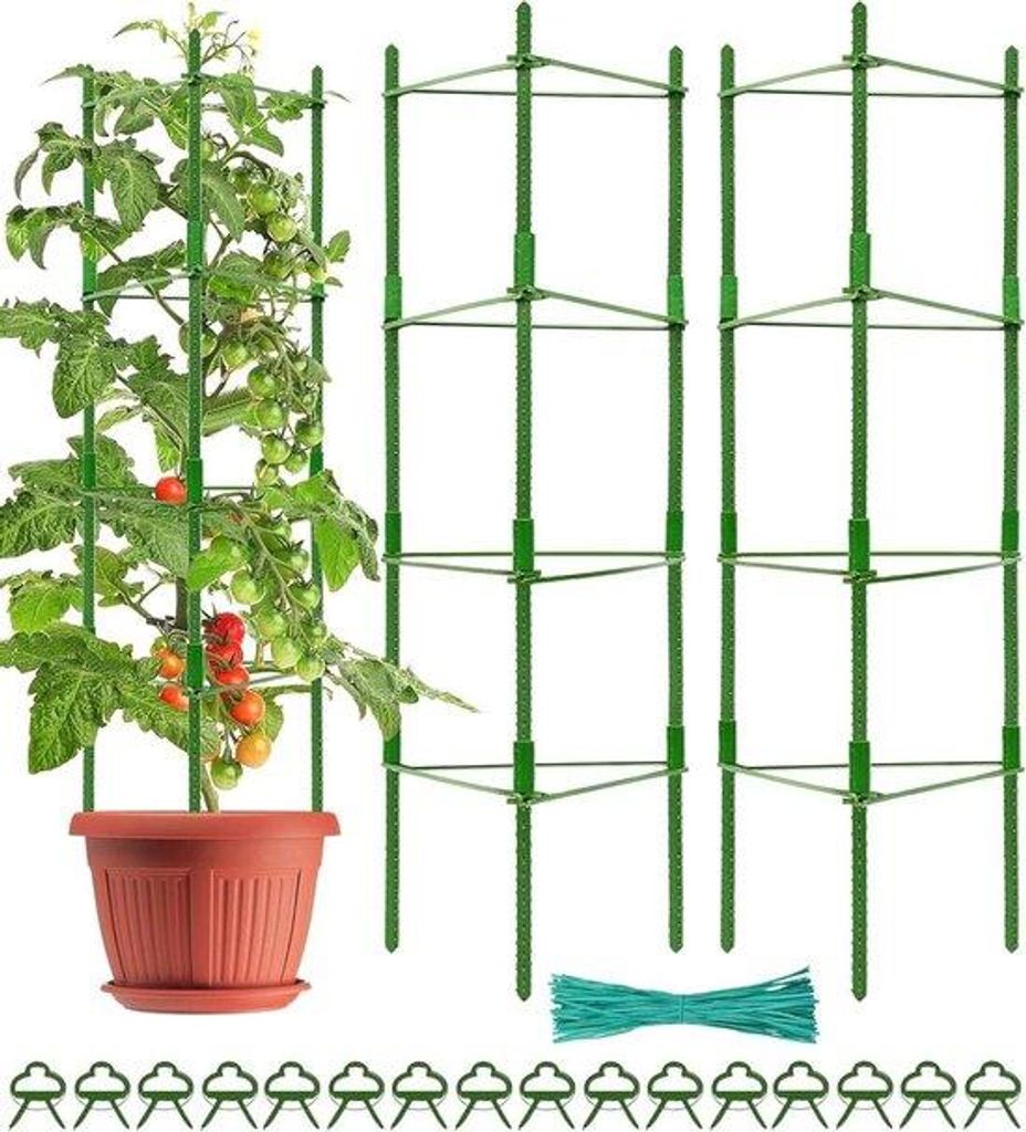 Klimhilfe für Pflanzen mit Verstellbarer Stütze 160 cm - 2 Stück, für Kletterpflanzen mit Drehbändern und Pflanzeklemmen