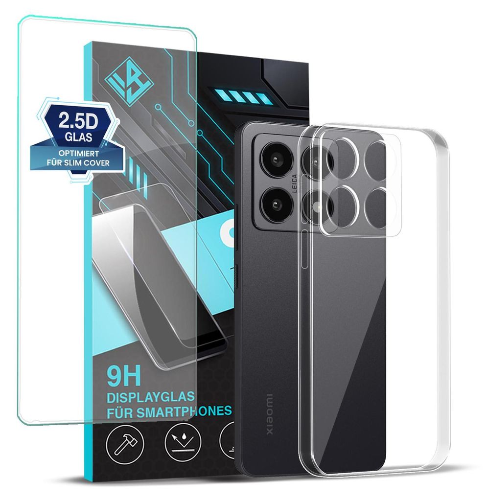 Handyhülle für Xiaomi 14T mit 9H Displayglas Displayschutz Produktbild 