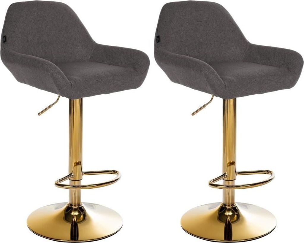 Set aus 2 modernen Barhockern – Goldrahmen – Sitzhöhe verstellbar, 360° drehbar