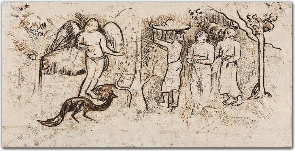 Coloray - Bild aus Glas - Glasbilder - 100 x 50 cm - Gehärtetes Glas Glasblock mit Bild Küche Wohnzimmer Wanddekoration Dekoration - Gauguin Eing...