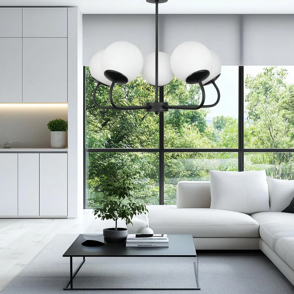 Lustre suspension design noir en verre et graphite multi-crochets chic - 3