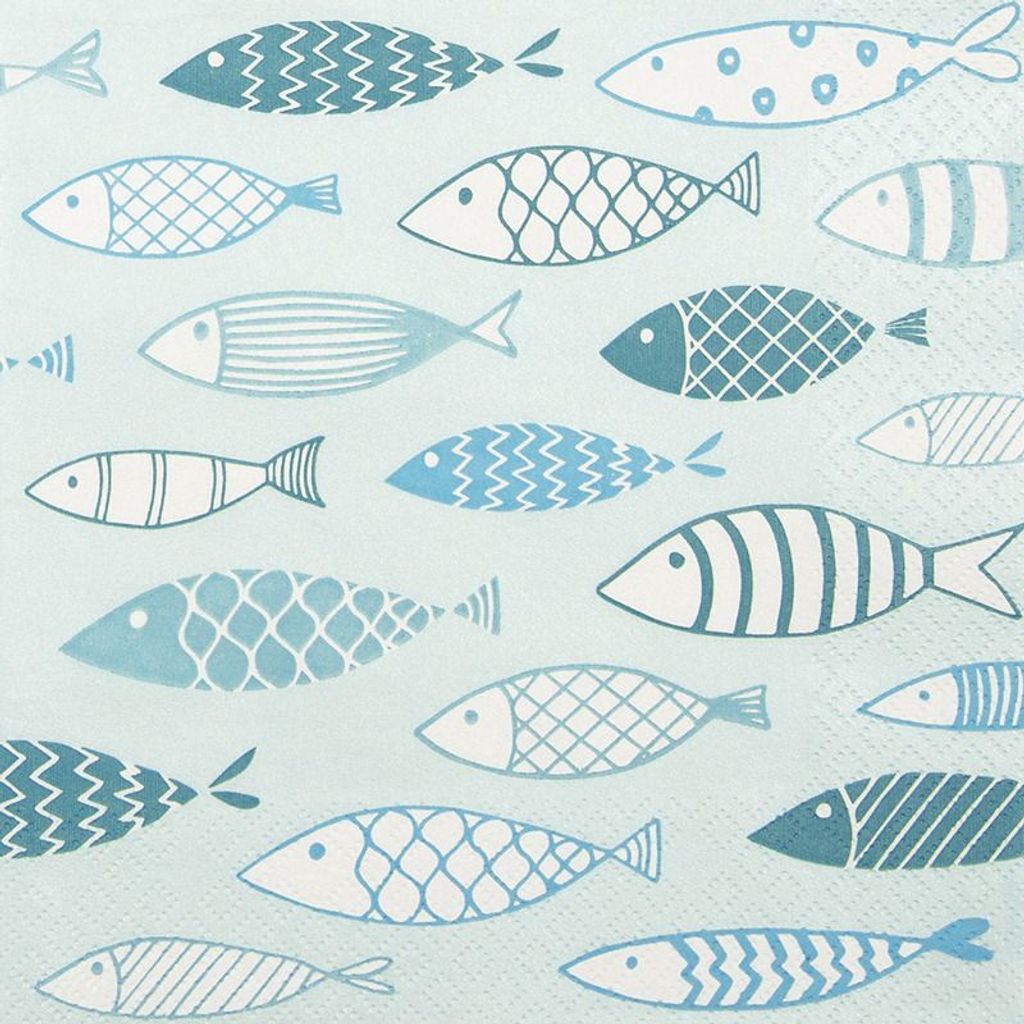 Servietten 33x33 cm - Fish on Tour mint