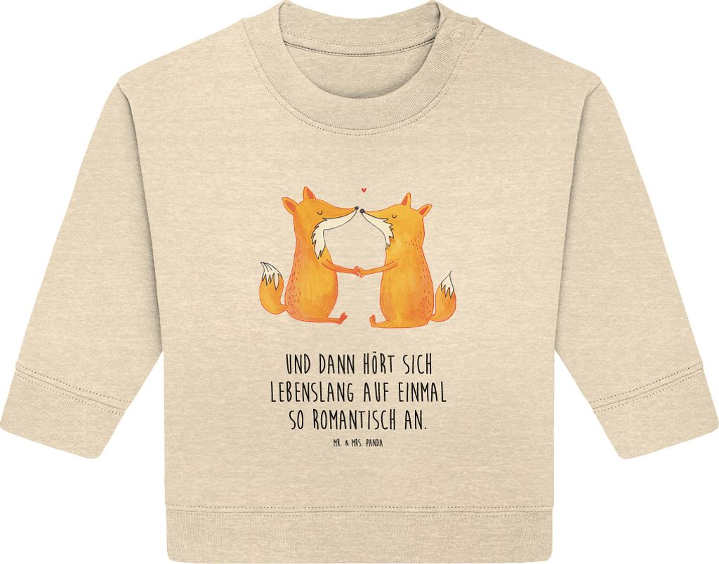 Mr. & Mrs. Panda Organic Baby Pullover Füchse Liebe 12. - 18. Monat - Natural Raw - Geschenk, Fox, Fuchs, Ehefrau, Bullover, Freundin