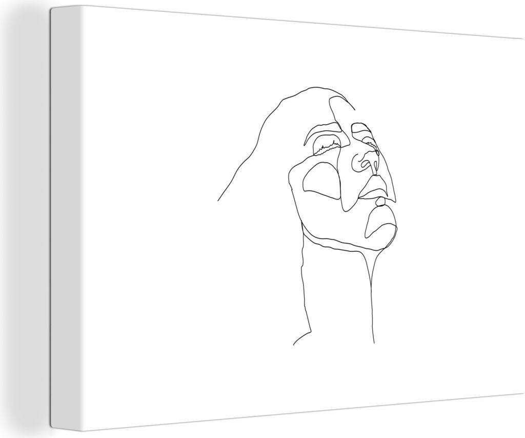 OneMillionCanvasses - Leinwandbilder - 140x90 cm, Frau - Porträt - Strichzeichnung, Wandbilder Kunstdruck Wanddekoration - Foto auf Leinwand - G...