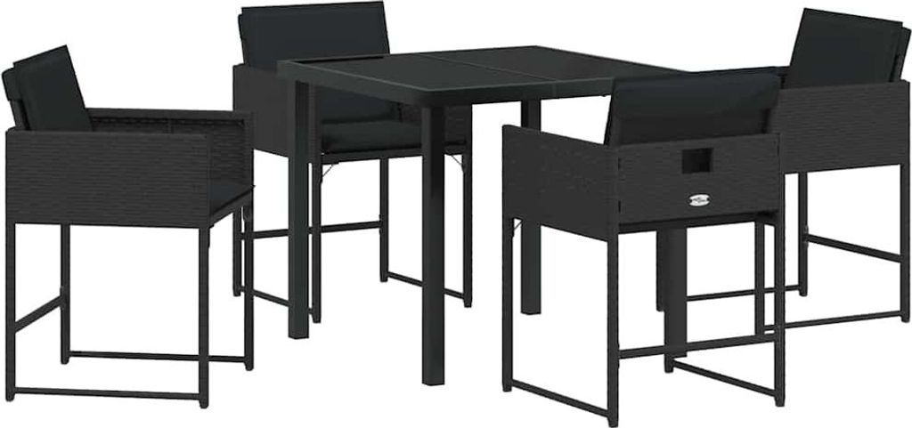 Garten Essgruppe 5 pcs Schwarz Poly-Rattan