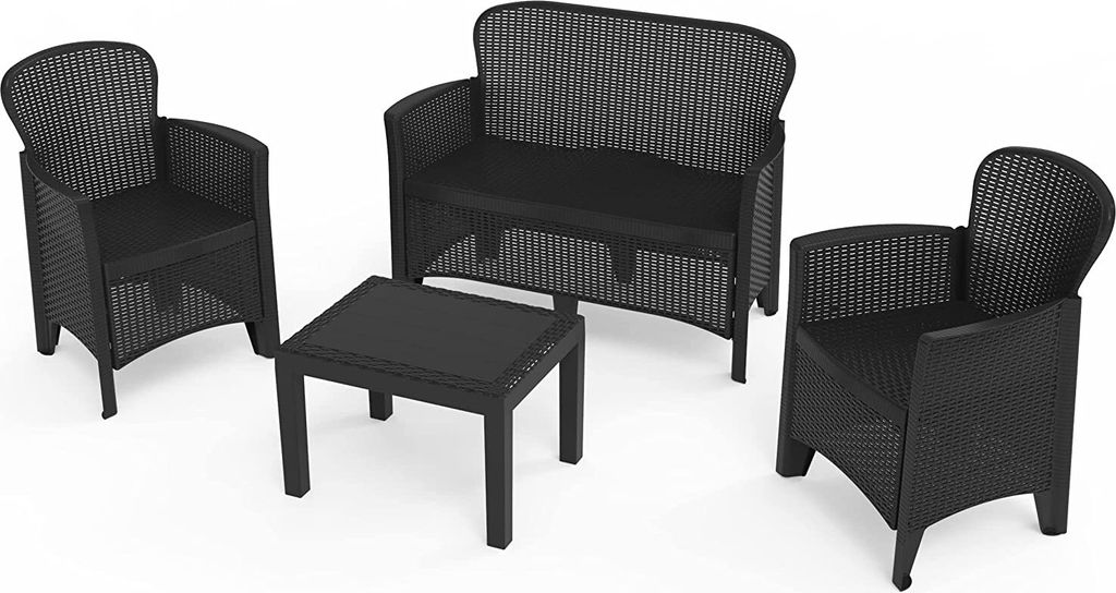 PROGARDEN Ensemble de meubles de jardin 4 pcs + polstre Image du produit 