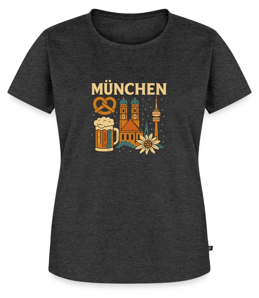 Spreadshirt München Bayern Edelweiss Brezn Bierkrug Frauen Premium T-Shirt, 3XL, Anthrazit meliert