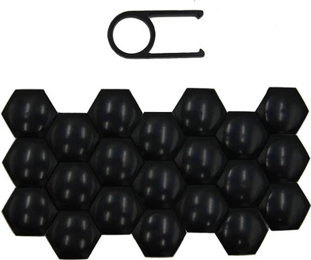 Skoda Radschraubenkappen Set - 20 Stück Matt Schwarz Mit Abziehhaken