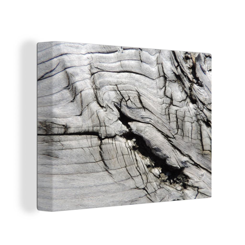OneMillionCanvasses - Leinwandbilder - Bild auf Leinwand Wandbild Leinwandbild Nerf - Weiß - Holz - Baumstamm, 80x60 cm, Kunstdruck Wandkunst Ge...