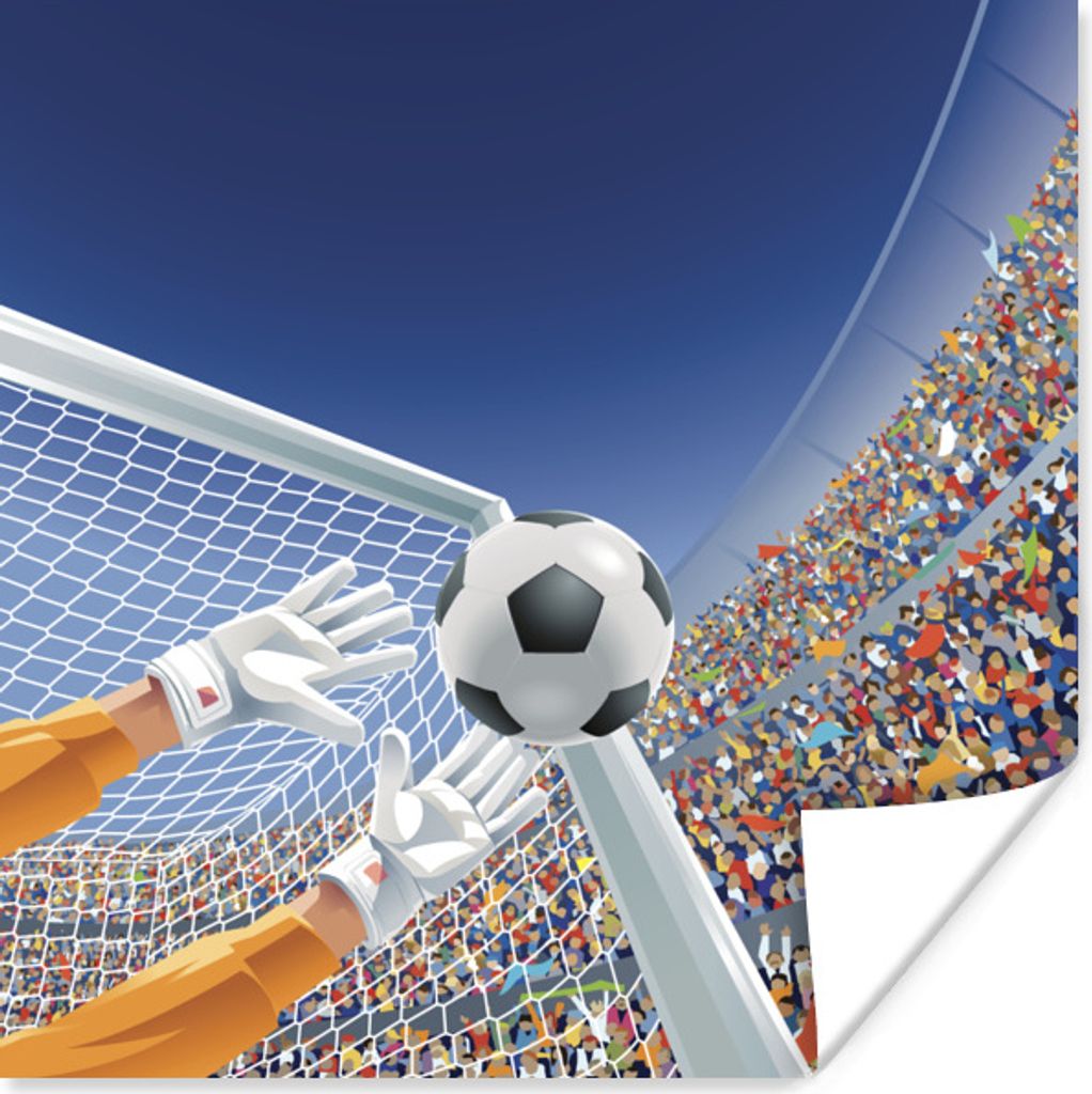 MuchoWow Poster Eine Illustration eines Torwarts, der den Fußball stoppt - Junge - Mädchen - Kind 50x50 cm - Wohnzimmerdekoration