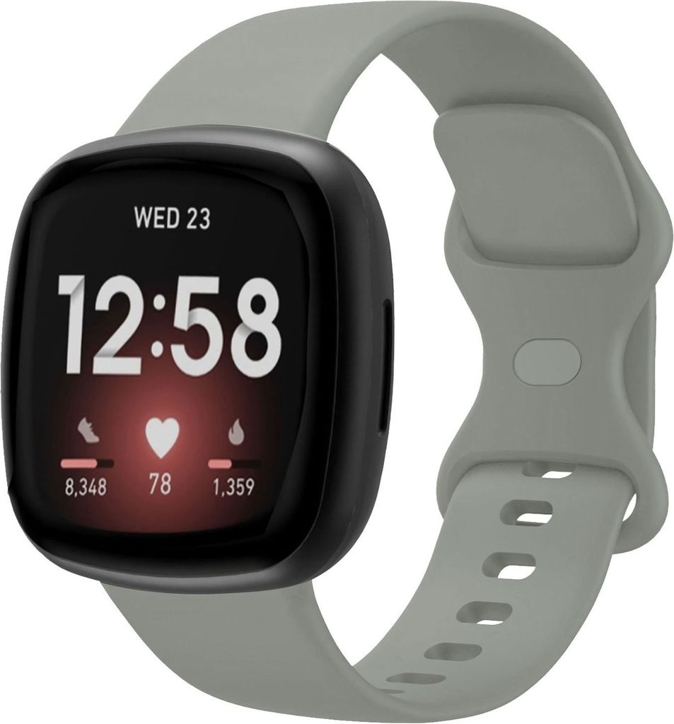 Strap-it Fitbit Sense 2 Silikon Armband Classic (Grau) - Produktbild 