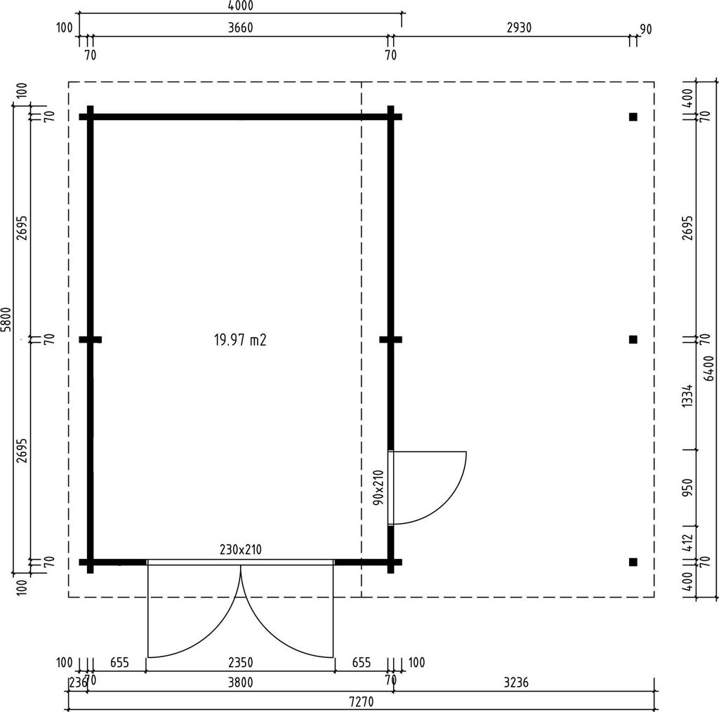 Fjordholz Holzgarage mit Carport Modell Bjarne 70