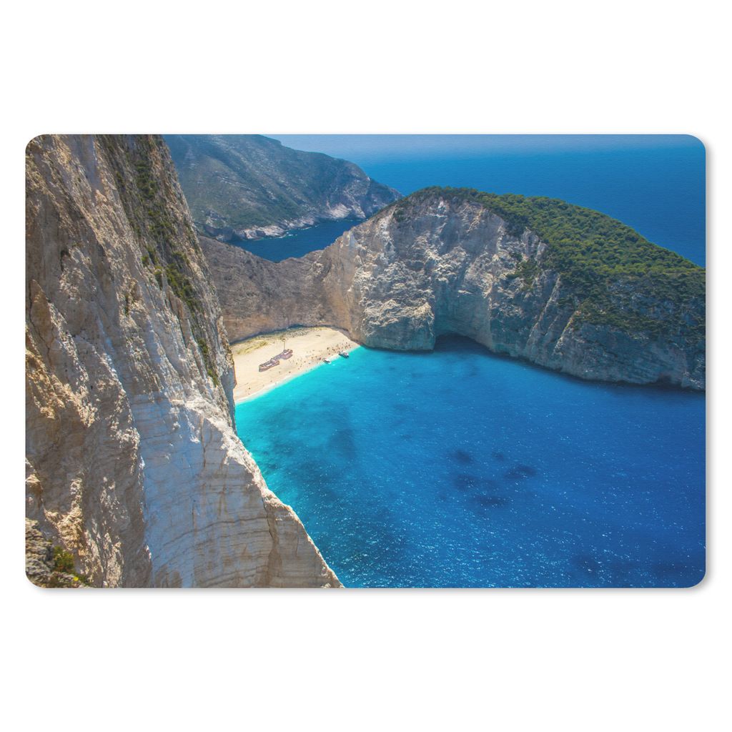 MuchoWow Schreibtischunterlage Navagio Strand mit Schiffswrack bei Sonnenuntergang 60x40 cm - XXL Mauspad - Großes Mauspad