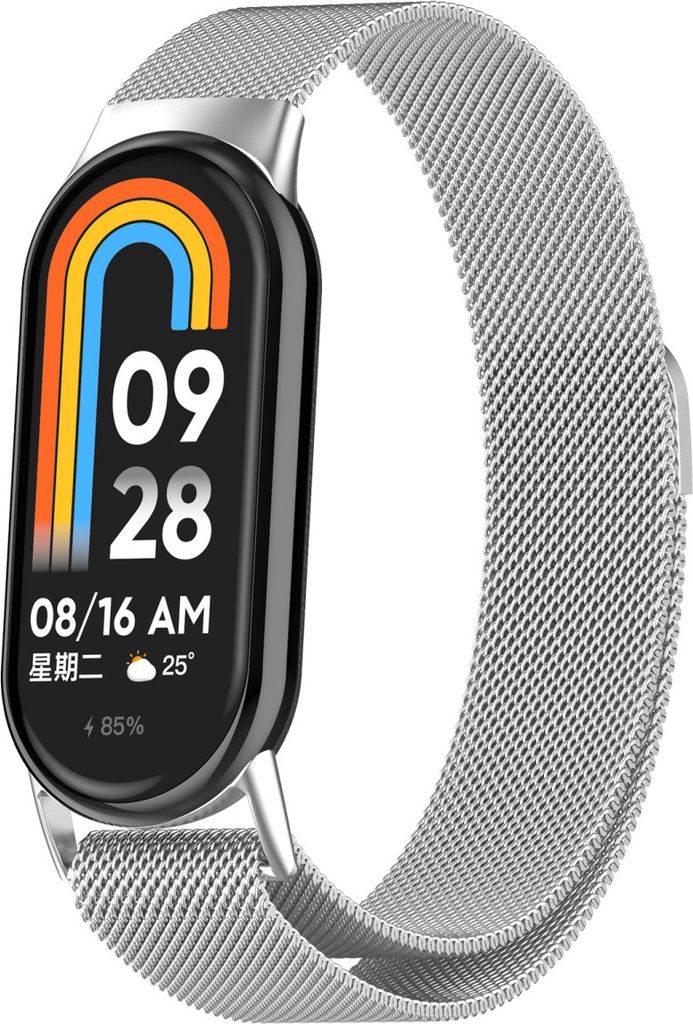 BStrap Milanese Armband für Xiaomi Mi Band 8, silver Produktbild 