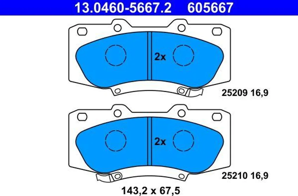 Plaquettes de frein ATE 13.0460-5667.2 pour Toyota Hilux OE 044650K240