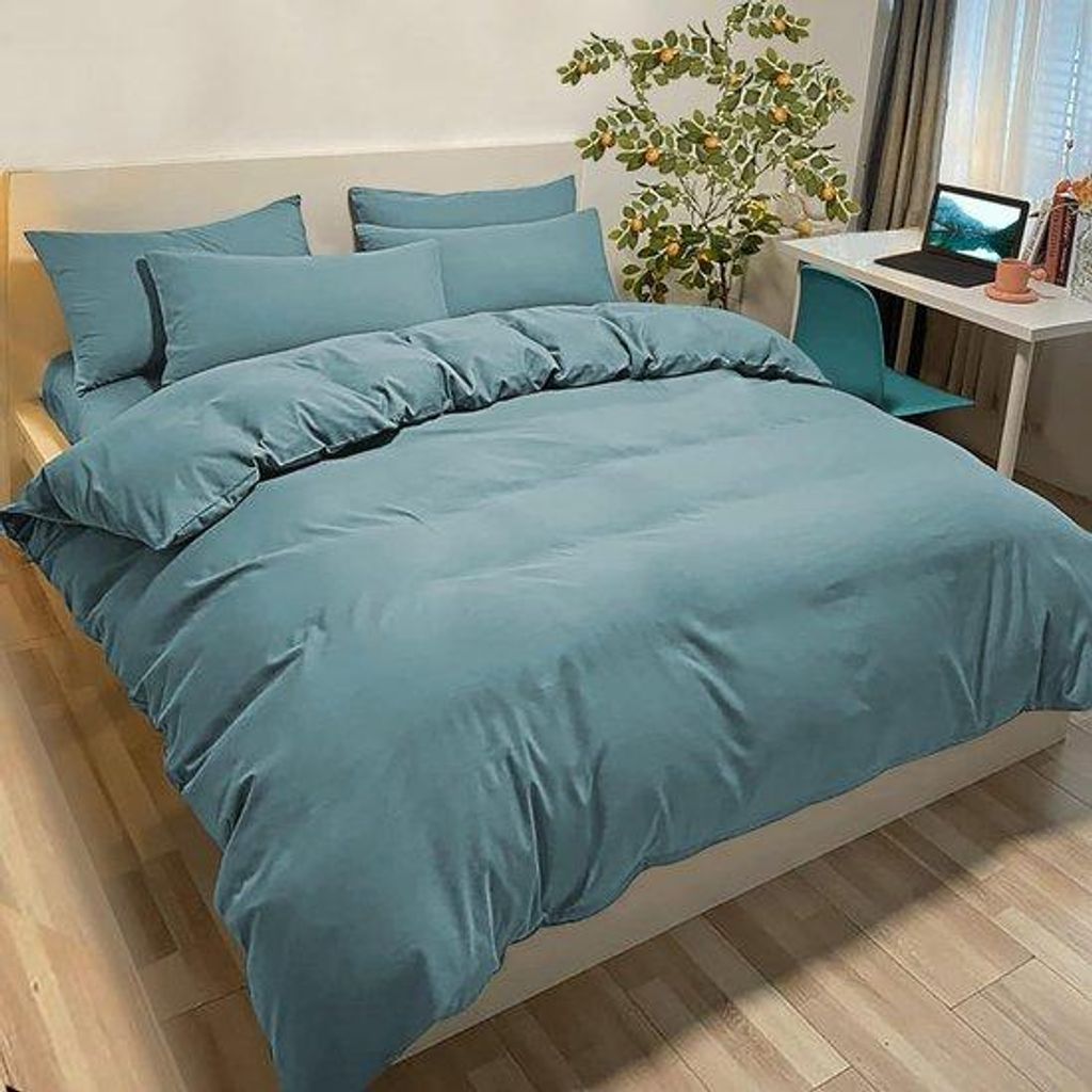 Bettwäsche 155 x 200 cm mit Kissenbezug 50 x 80 cm - grün - Einzelbett-Bettwäsche Mikrofaser