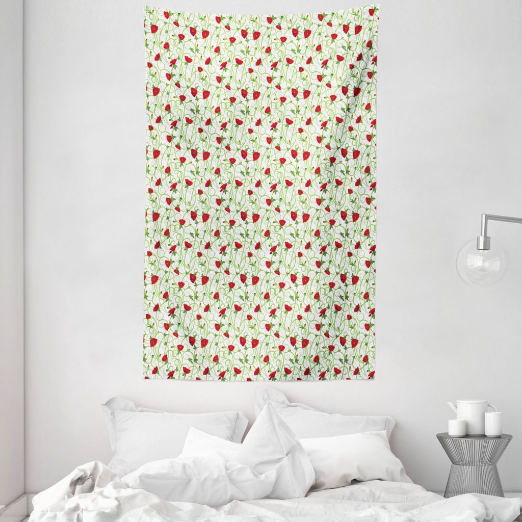ABAKUHAUS Blumen Wandteppich und Tagesdecke, Twiggy Mohnblu aus Weiches Mikrofaser Stoff Waschbar ohne Verblassen Digitaldruck, 140 x 230 cm, Vermi...