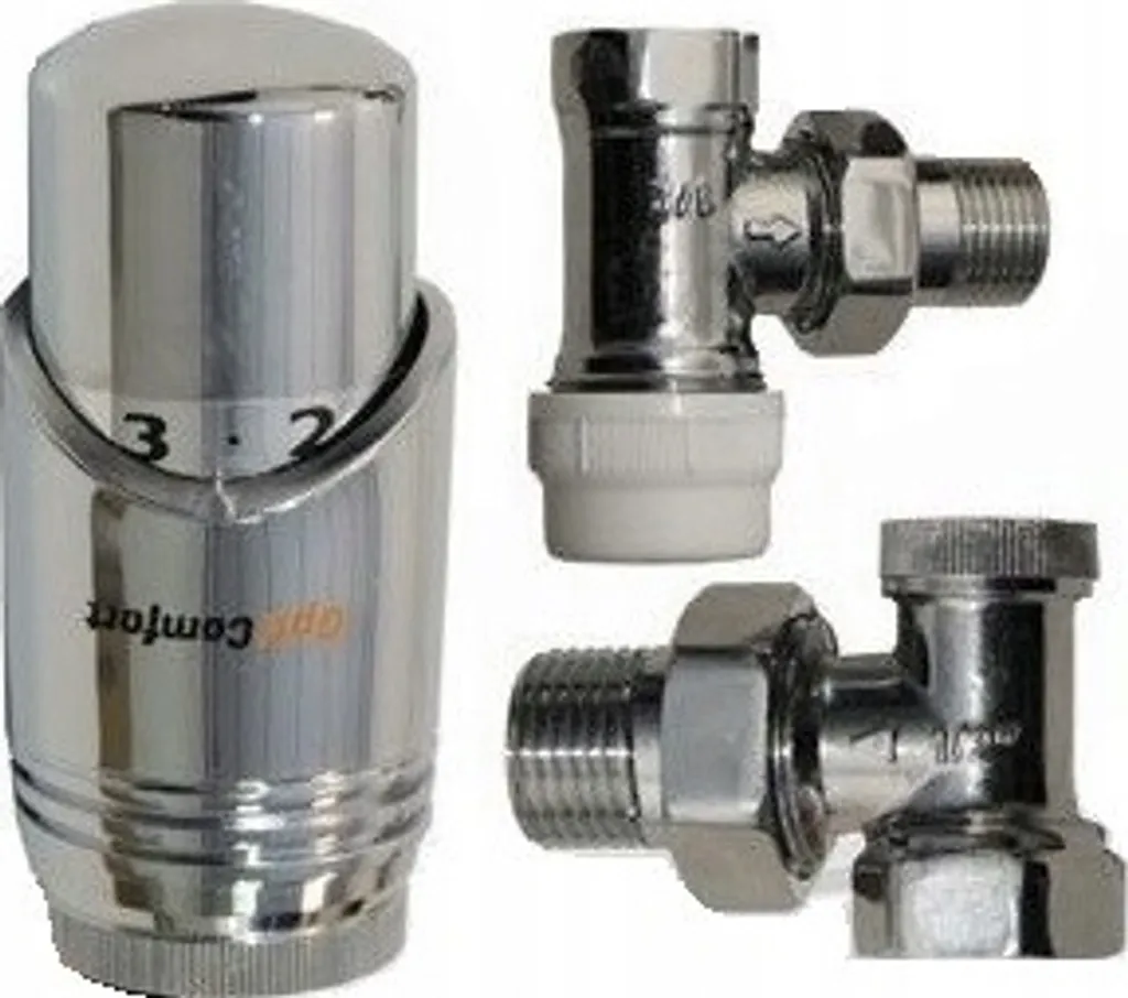 Robinet thermostatique d'angle en Chrome pour radiateur eau chaude
