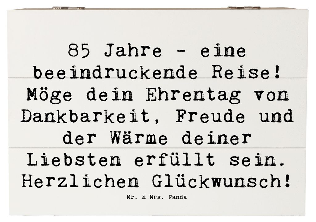 Mr. & Mrs. Panda holzschatulle Spruch 85. Geburtstag 22 x 15 cm - Weiß - Geschenk, Happy Birthday, holzschachtel, fotobox, Feier, Kiste mit Deckel...