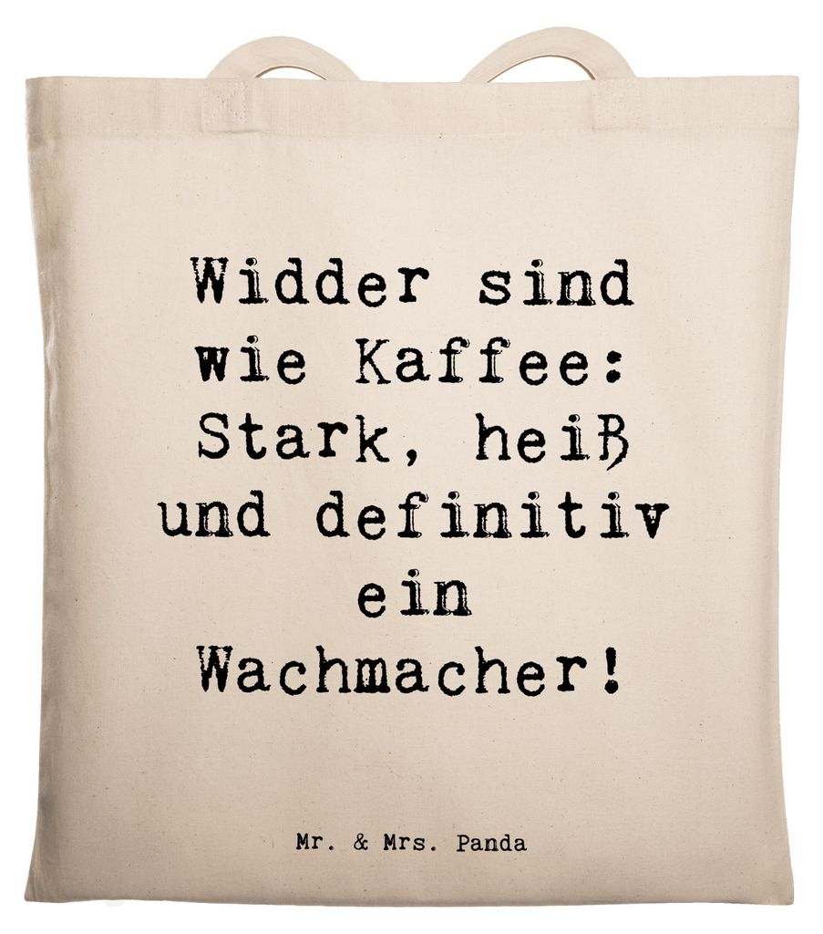 Mr. & Mrs. Panda Tote Bag Spruch Widder Power - Transparent - Geschenk, Stärke, Geschenke Astrologie, Tasche, Laptoptasche, Schultasche, Tierkreis...