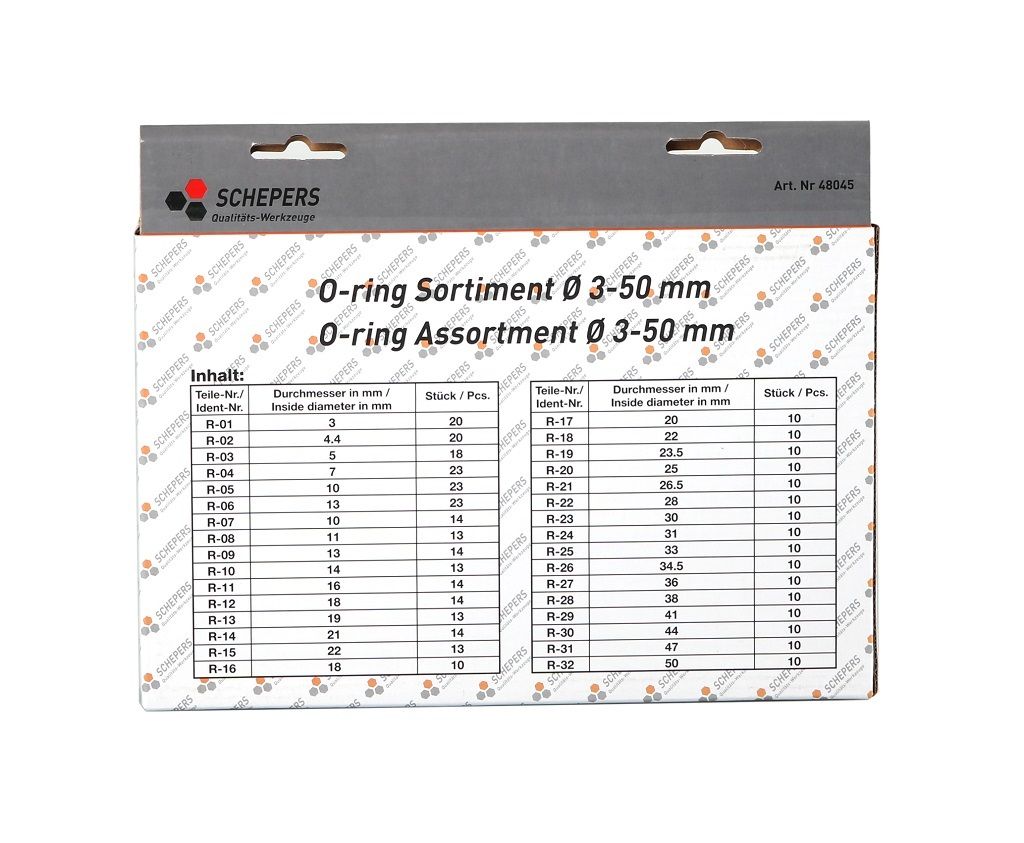 SWV 48045 O-Ring Sortiment Gummiringe 419 Teile Metrisch 3-50mm