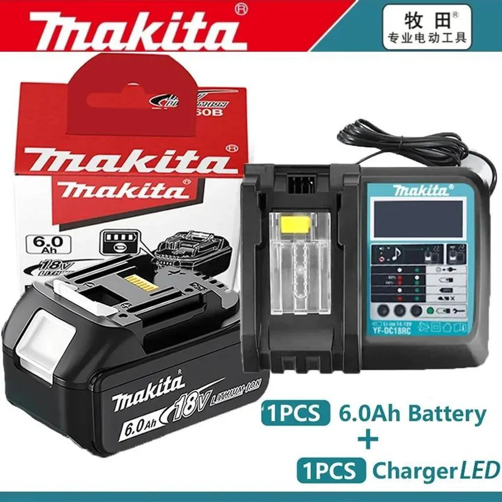 Kit Batterie 18V 6Ah BL1860 pour Outils Sans Fil - Chargeur Rapide Inclus