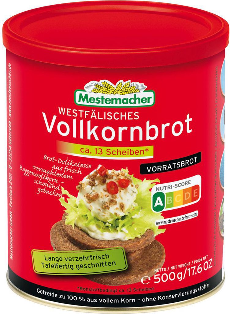 Vestfálský celozrnný chléb Mestemacher v plechovce 500g Obrázek produktu