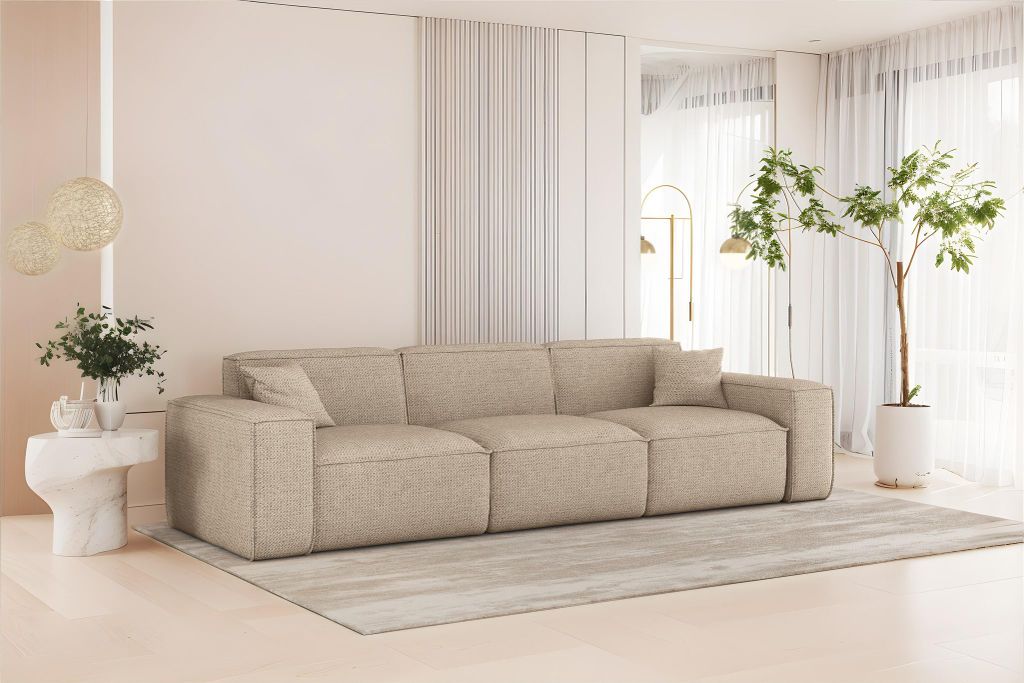Sofa Designersofa CELES PREMIUM 3-Sitzer in Stoff Artico Beige