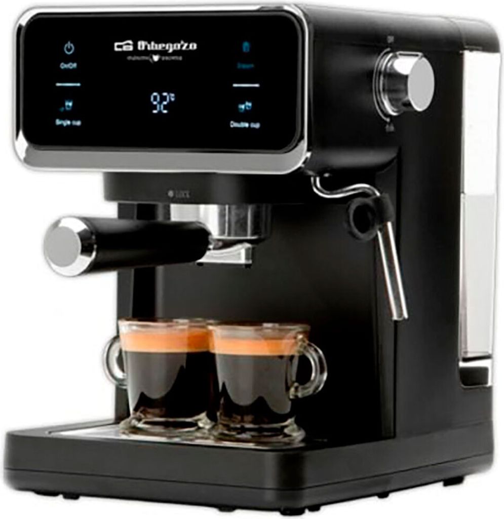 Orbegozo Expresso Kaffeemaschine EX 5300, Edelstahlfront, 20 bar de Druck, 950 W, 1 Liter Wassertank, schwarz
