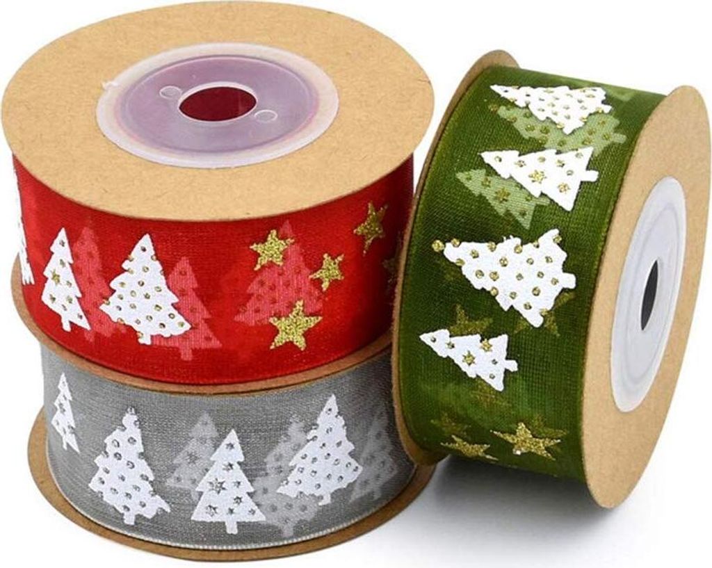 Hot Stamping Wired Ribbon Wickelgürtel für Weihnachtsbaum Weihnachtsdekoration Geschenkverpackung kameradschaftlich