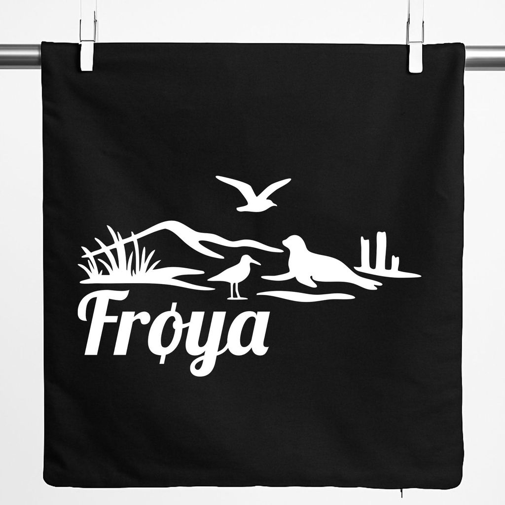 Huuraa Kissenbezug Frøya Norwegen 40x40cm Black Baumwolle Dekokissenbezug Geschenkidee