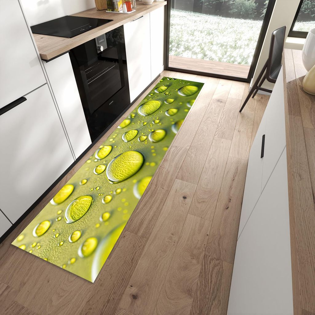 Küchenteppich 60x270cm rutschfest & abwischbar PVC Läufer - Wassertropfen anschaulich