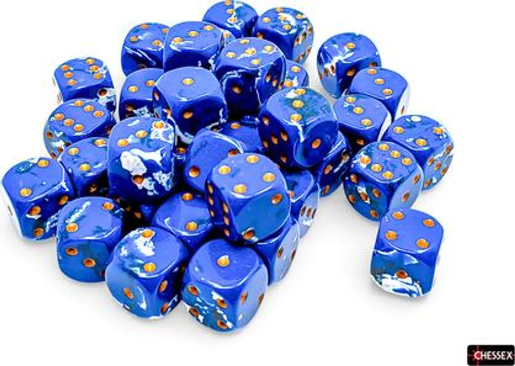 Dés D6 12 mm pour Wargames et JdR - Lot de 36 Chessex Brush Wavebreak or