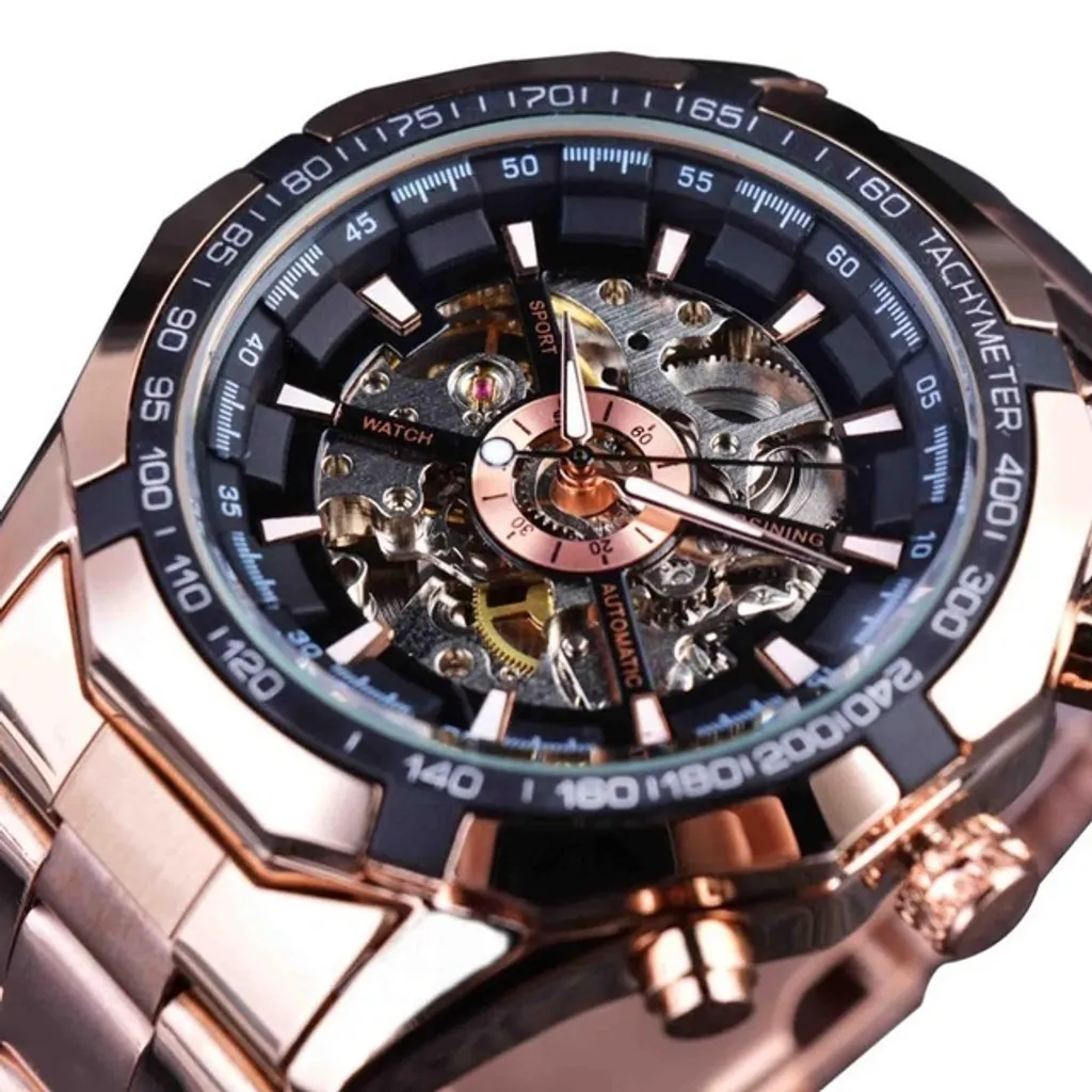 Orologio Uomo FORSINING TO-14572 Automatico Skeleton Oro Rosa Nero
