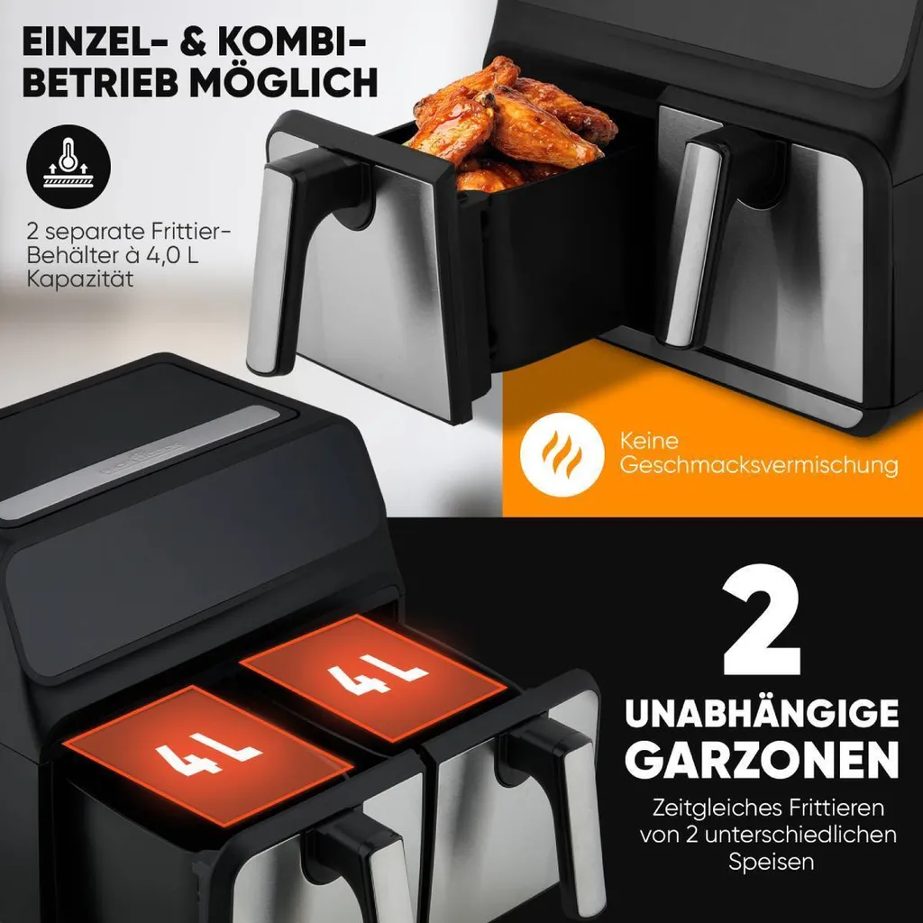 Friteuse double compartiment 8L pour cuisiner deux plats simultanément - 3