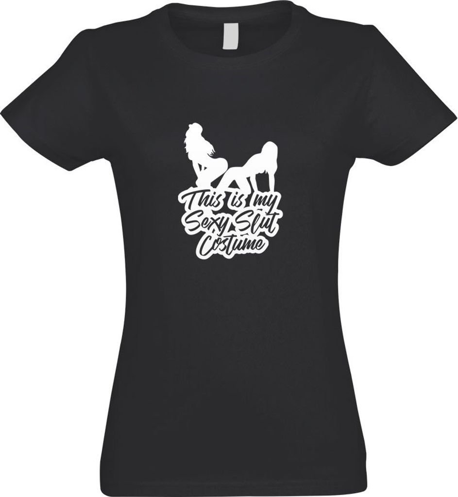 Kiwistar - T-Shirt tailliert - Damen - Graphit - This is My y Slut Costume - mit Motiv Bedruckt - Funshirt Design - Sport - Freizeit - Damen - S