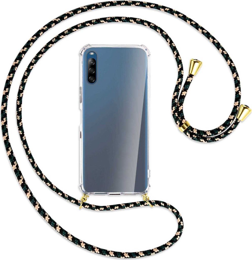 Handykette Backcover-Schutzhülle mit Band (Metall goldfarben) für Sony Xperia L4 - camouflage
