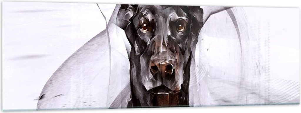 Bilder auf glas - Hund Abstraktion - 160x50cm - Glasbilder - Wandbilder - Kunstdruck - zum Aufhängen bereit - Wanddekoration aus Glas - Glas Bilde...