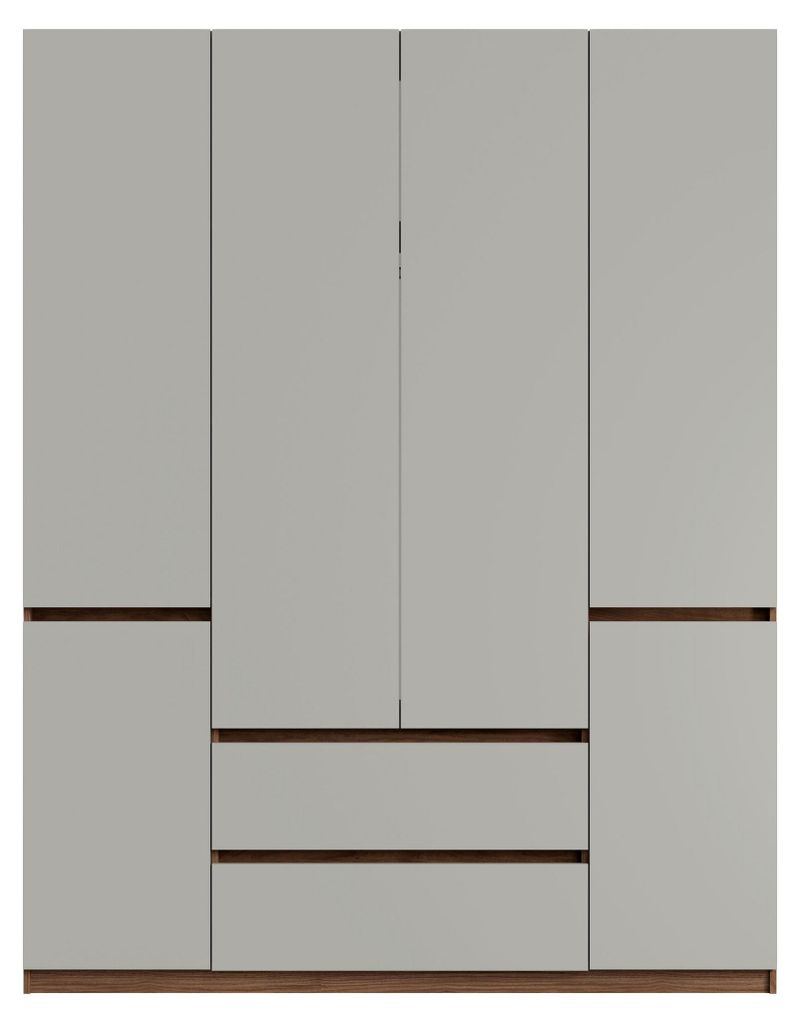 Masseno Drehtürenschrank VELEN 180/230,5/51,4cm 6-türig Nussbaumfarben