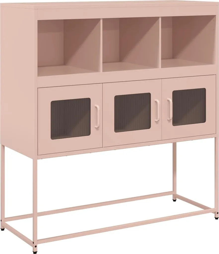 Credenza Rosa 100,5 cm Acciaio Laminato a Freddo - Vetrina Multiuso - 2