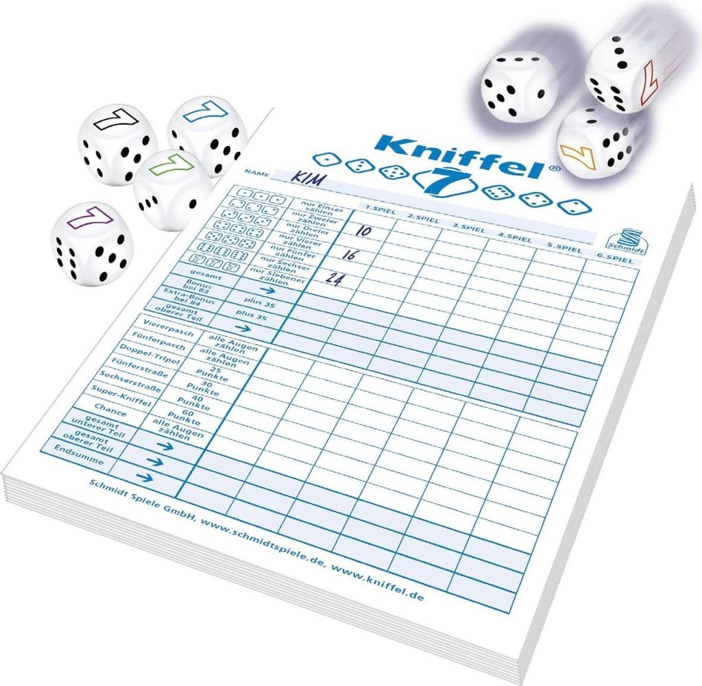 Schmidt Spiele Klein & Fein Kniffel 7, Würfelspiel, Immagine del prodotto 